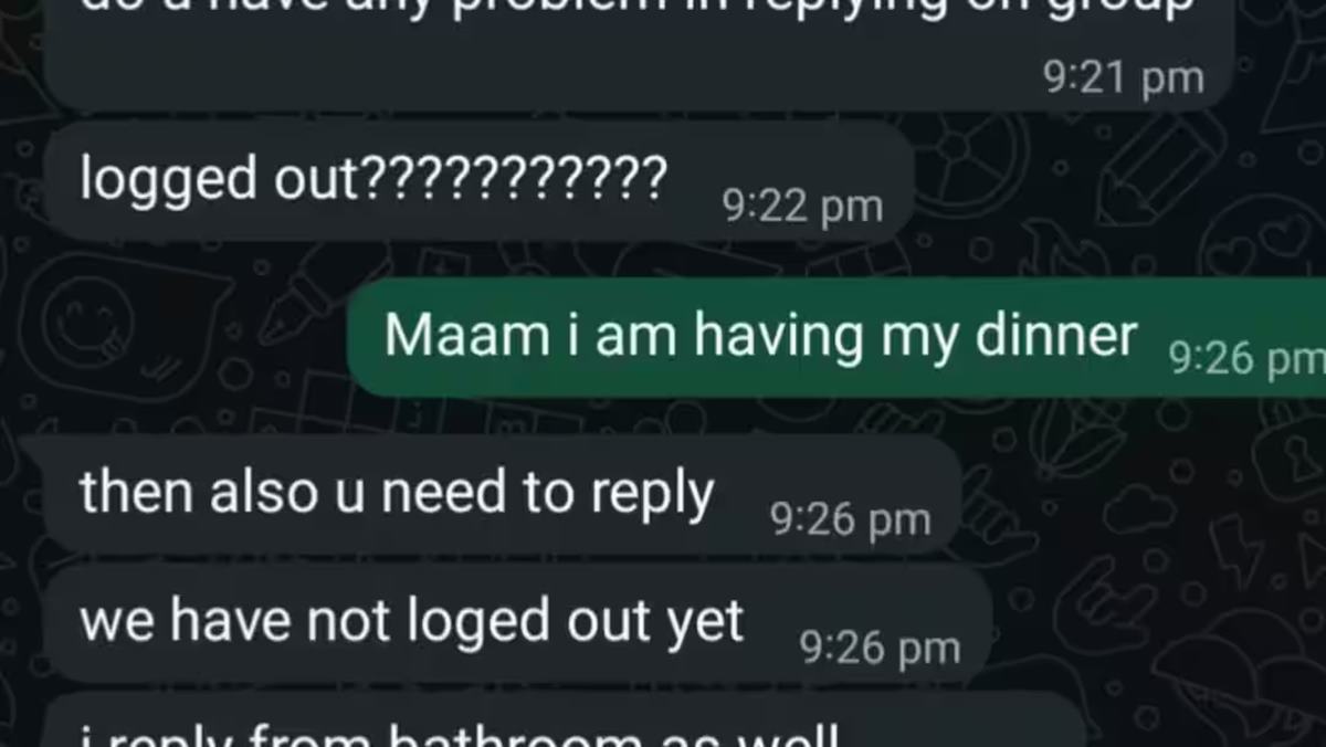 ‘I Reply From Bathroom As Well’: Boss Flips Out Over Employee For Not Replying On WhatsApp During 5-Min Dinner Break