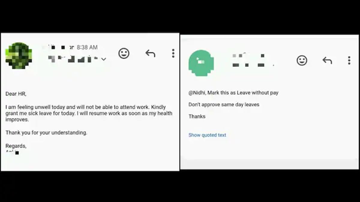 Noida employee asks for sick leave, founder tells HR to mark it as LWP: 'Don’t approve same day leaves’