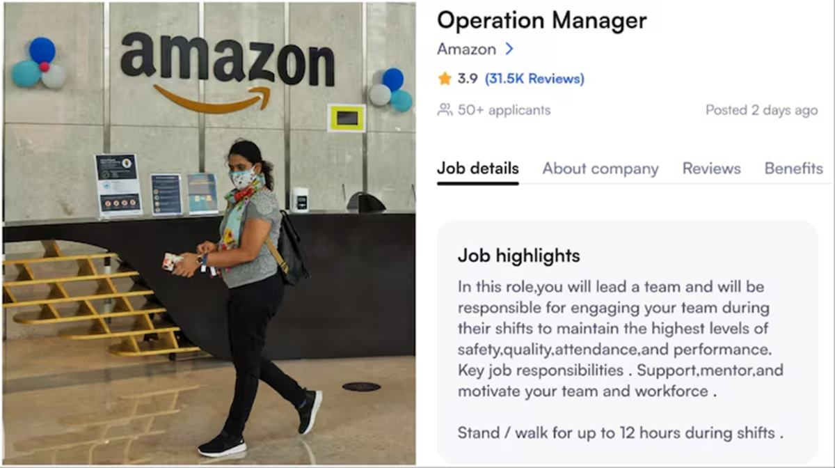 Amazon seeks employee in Hyderabad who can 'stand/walk for up to 12 hours during shifts'