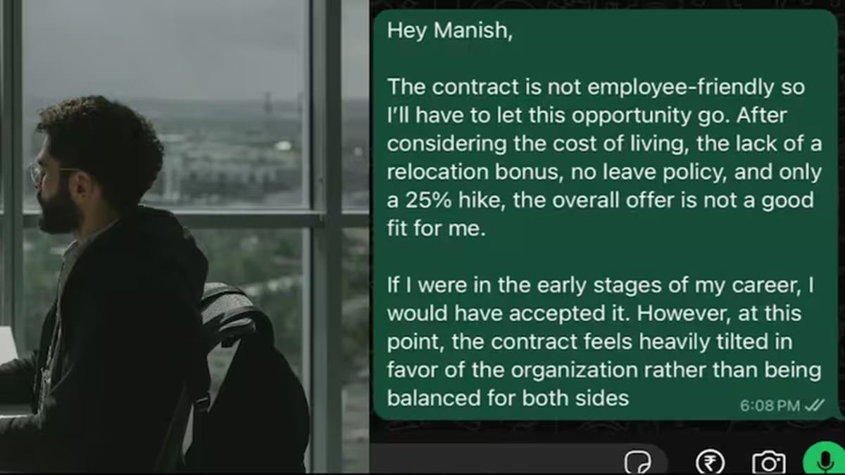 "Money Isn't Everything": Techie Rejects Rs 72 Lakh Job Over Strict 5-Day Office, No Leave Policy